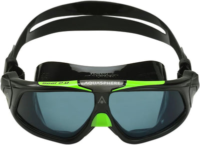 Aqua Sphere Men's Swimming Goggles Seal 2.0 Adult Fitness Pool Black/Green - Smoke