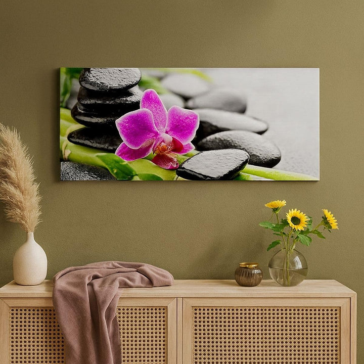 Wandbilder Dekoration Wohnzimmer Pflanze Steine Bambus Spa Panorama Bilder auf Leinwand 120x50cm Lei