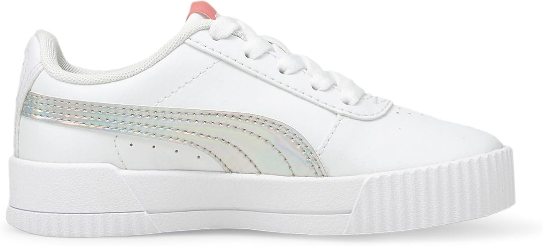 PUMA Carina L Jr Kinder Sneaker Leder Schuhe 370677 06 Weiss 26 EU Puma White Puma Silver, 26 EU Pum