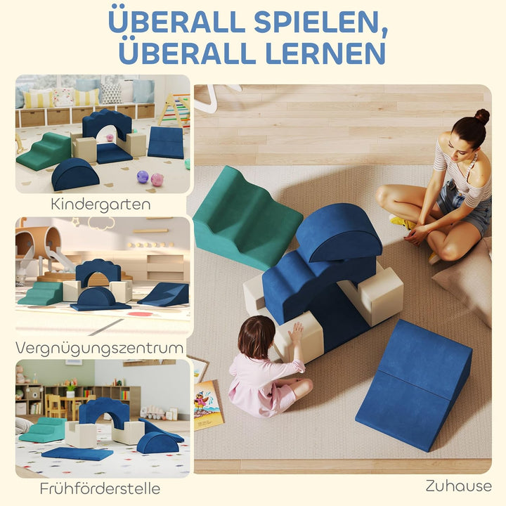 AIYAPLAY Kinder Schaumstoff Bausteine 7er Set Softbausteine Riesenbausteine Klettern Spielsofa Gross