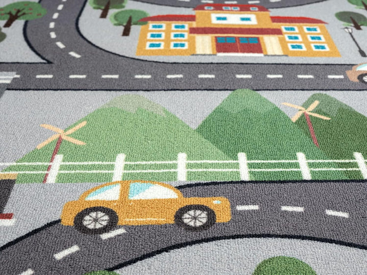 the carpet Happy Life – Kinderteppich Spielteppich Strassen- und Stadtmotiv mit Auto, rutschfest & p
