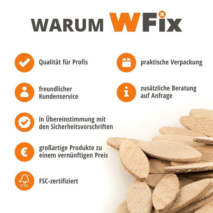 Flachdübel Grösse 10 von WFix | 250 Stück | Buchen Dübel in Eurobox | Kompatibel mit Dübelfräse & La