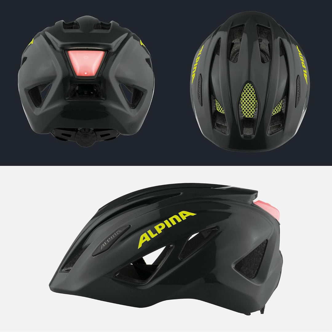 ALPINA PICO FLASH - Beleuchteter, Leichter & Bruchfester Fahrradhelm Mit Fliegennetz Für Kinder blac