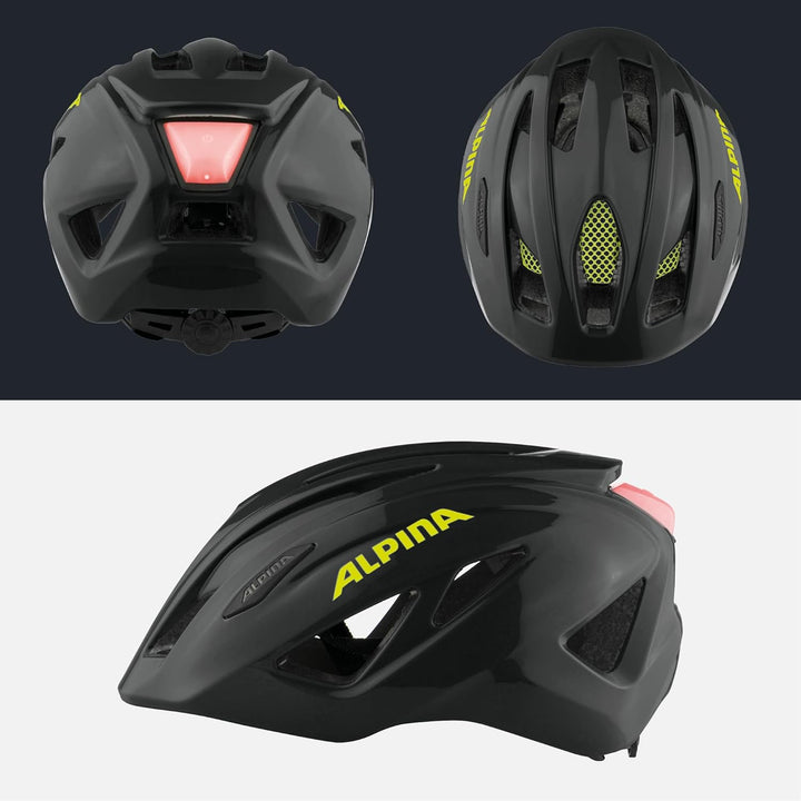 ALPINA PICO FLASH - Beleuchteter, Leichter & Bruchfester Fahrradhelm Mit Fliegennetz Für Kinder blac