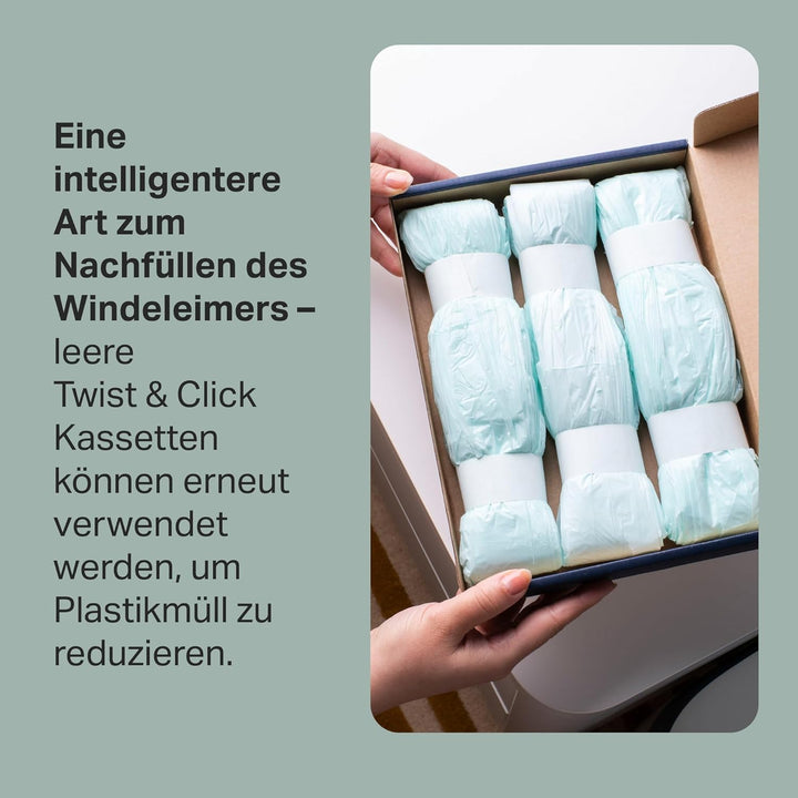 Tommee Tippee Umweltfreundliche Nachfüllpackungen für Windeleimer, Twist & Click, Greenfilm, antibak