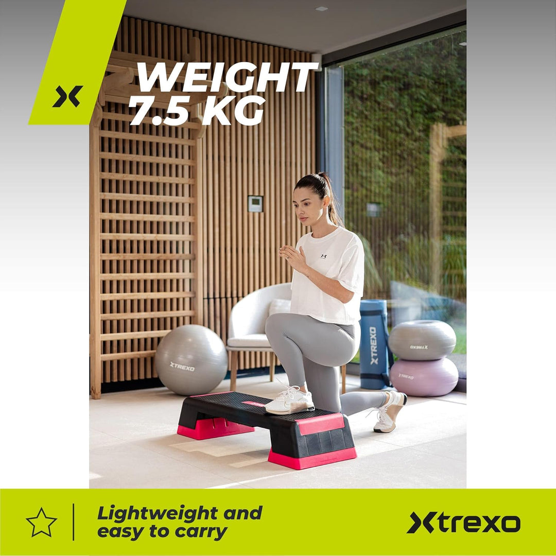 XTREXO Aerobic Step 98 x 38 cm Für Cardio- und Fitnesstraining Höhenverstellbar 15-20-25 cm Langlebi