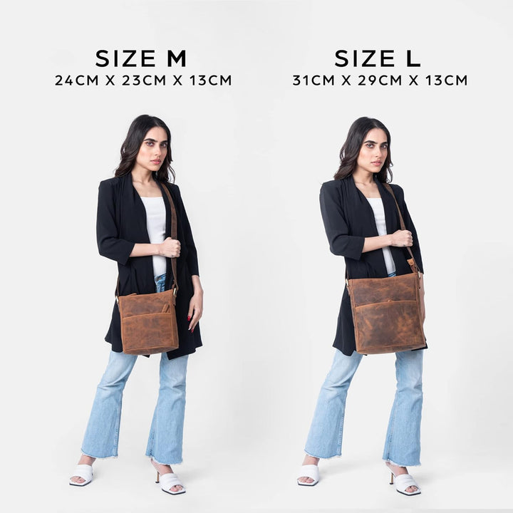 LEABAGS Leder Handtasche Damen I Premium Echtleder Umhängetasche I Schultertasche I Damentasche I Tr