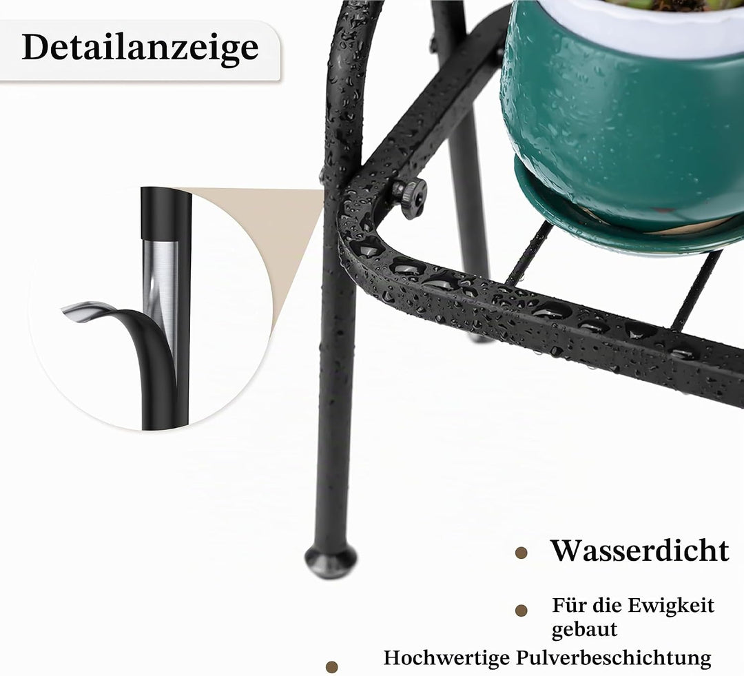Metall-Pflanzenständer für drinnen und draussen, robuste 1-stufige Leiter-Pflanzenregal für mehrere