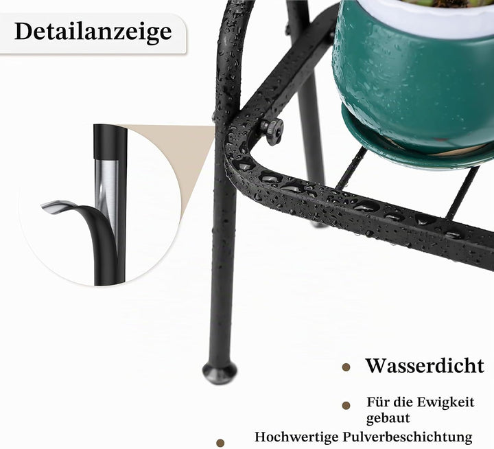 Metall-Pflanzenständer für drinnen und draussen, robuste 1-stufige Leiter-Pflanzenregal für mehrere