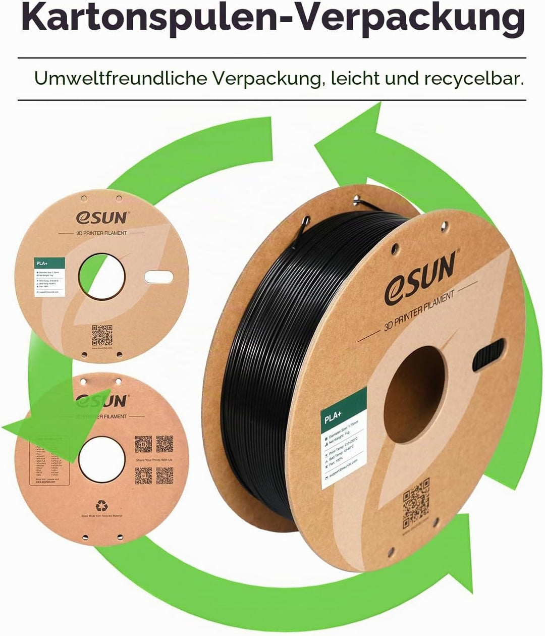 eSUN PLA+ Filament 1.75mm, 3D Drucker Filament PLA Plus, Massgenauigkeit +/- 0.03mm, 1kg Spule (2.2