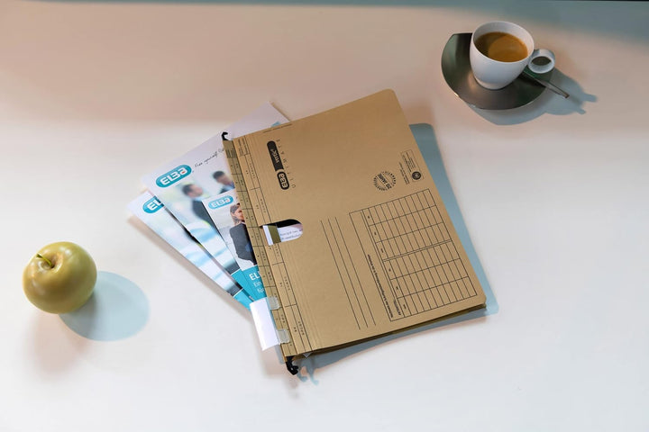 Elba Taschenhefter A4, Hängehefter und Tasche, Recycling-Karton, naturbraun, 25 Stück 25er Pack Tasc