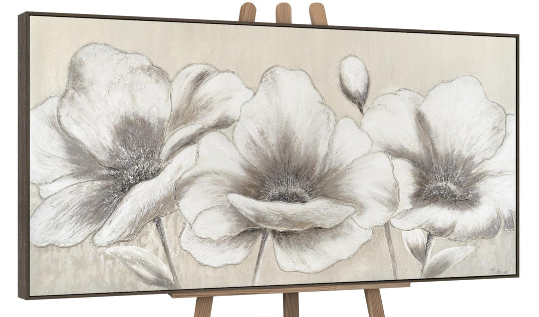 YS-Art XXL Abstrakt Acryl Gemälde auf Leinwand handgemalt Blumen II Wandbilder Wohnzimmer moderne Be
