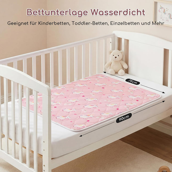 2er-Pack Bettunterlage Wasserdicht Kinder, Waschbar PIPI Unterlage Bett Kinder, Betteinlage Inkontin