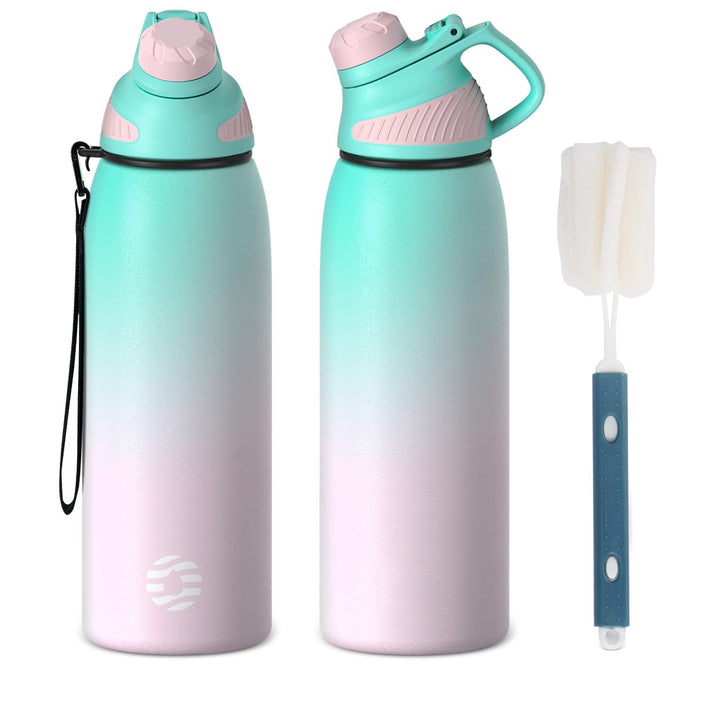 Fjbottle Edelstahl Trinkflasche Sport mit Magnetischem Deckel 1L, 800ml, 600ml, 400ml BPA-Frei Ausla