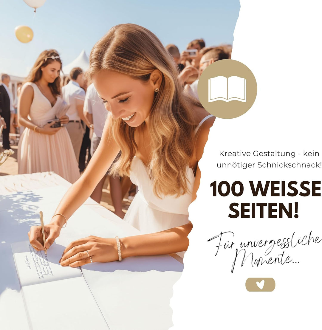 TWIVEE - Gästebuch - für Hochzeit, Geburtstag, Babyparty, Ferienwohnung etc. - 100 blanko Seiten wei