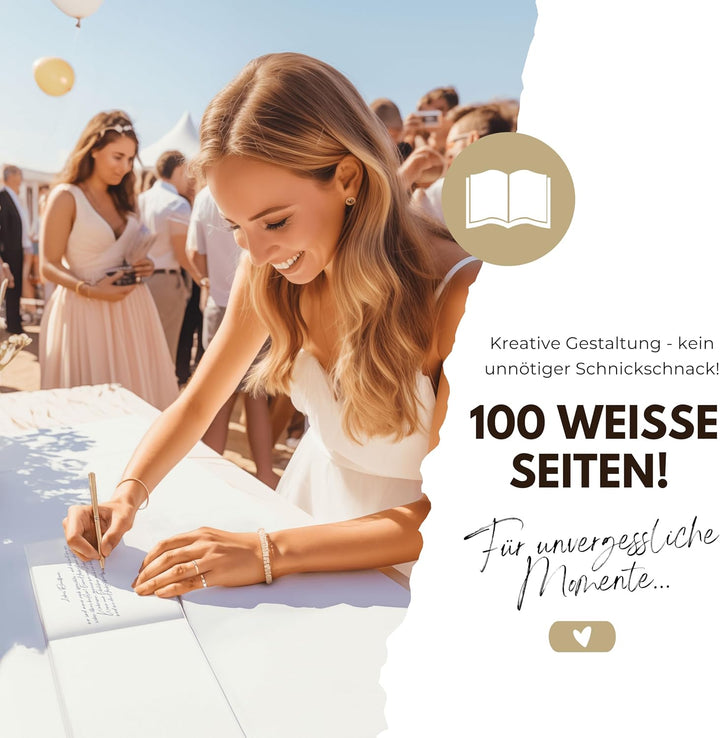 TWIVEE - Gästebuch - für Hochzeit, Geburtstag, Babyparty, Ferienwohnung etc. - 100 blanko Seiten wei