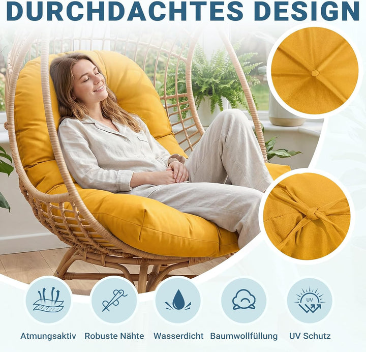 Hängesessel Kissen Ersatzkissen Outdoor: Thick Soft Polyester Sitzkissen 80x120 cm Egg Swing Cushion
