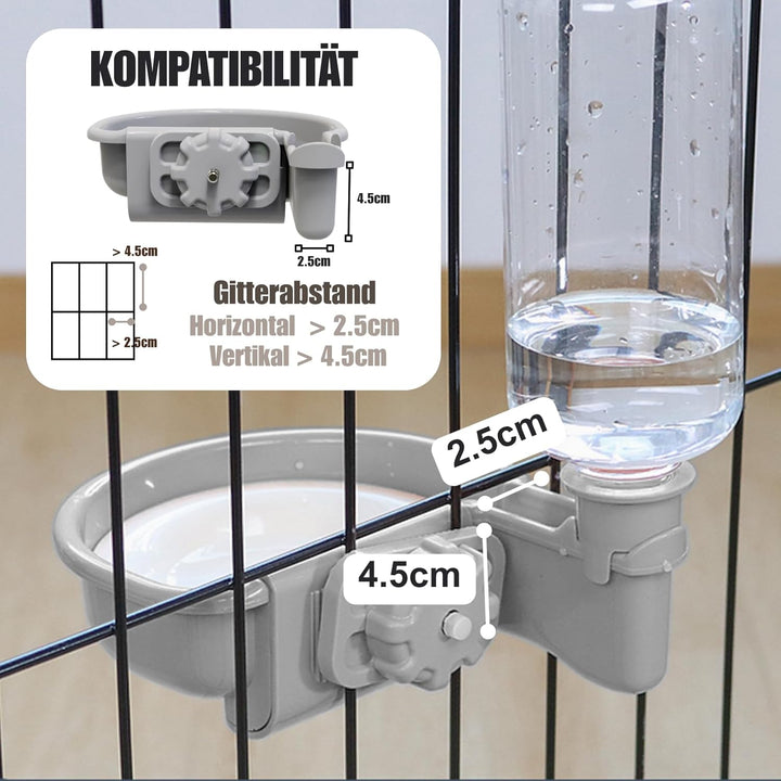 Wasserspender Hund für Käfig, 480ml trinkflasche Hunde Automatischer und Anti-Überlauf, Haustier Tri
