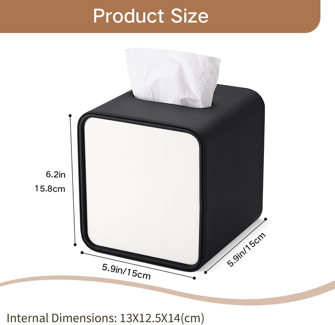 GORESE Taschentuchbox,Leder Quadratische Kosmetiktücherbox Papiertaschentuchhalter Taschentuchspende