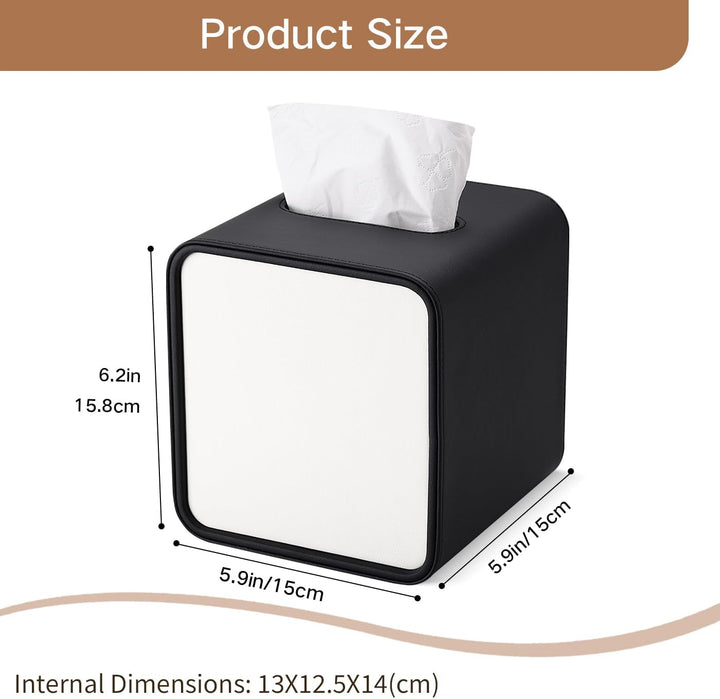 GORESE Taschentuchbox,Leder Quadratische Kosmetiktücherbox Papiertaschentuchhalter Taschentuchspende