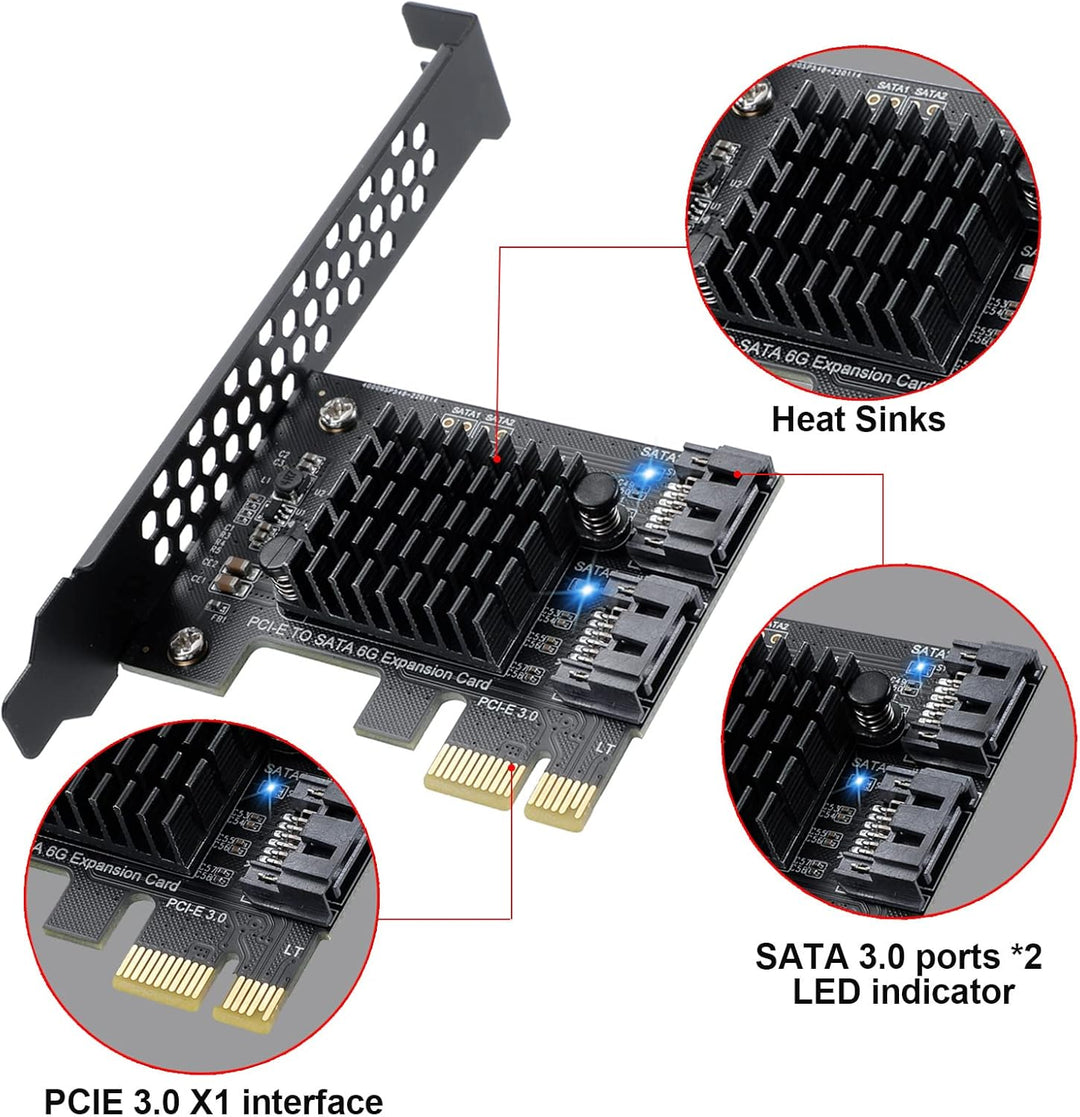 PCI-E zu SATA 3.0 Controller-Karte, 2-Port SATA III 6Gbps Erweiterung Karten, Unterstützt PCI-Expres