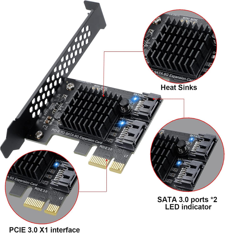 PCI-E zu SATA 3.0 Controller-Karte, 2-Port SATA III 6Gbps Erweiterung Karten, Unterstützt PCI-Expres