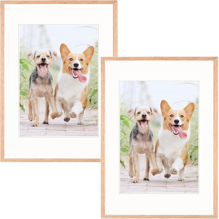 Weikani A3 Fotorahmen mit Matte, 2 Pack-29.7x42cm Eiche Bilderrahmen Plexi-Glas, Zertifikatsrahmen f