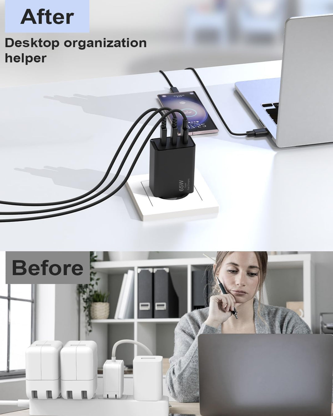 65W USB C Schnellladegerät für Samsung Galaxy S25 Ultra,S25+,S24 Ultra,S24+,S23 Ultra,A56,A36,Tab 10