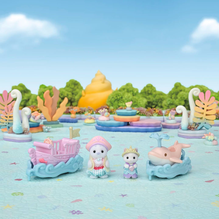 Sylvanian Families - 5820 Freizeitpark Spielset Wellenritt, samtige Tierfiguren, Robbe, Milchkatzen
