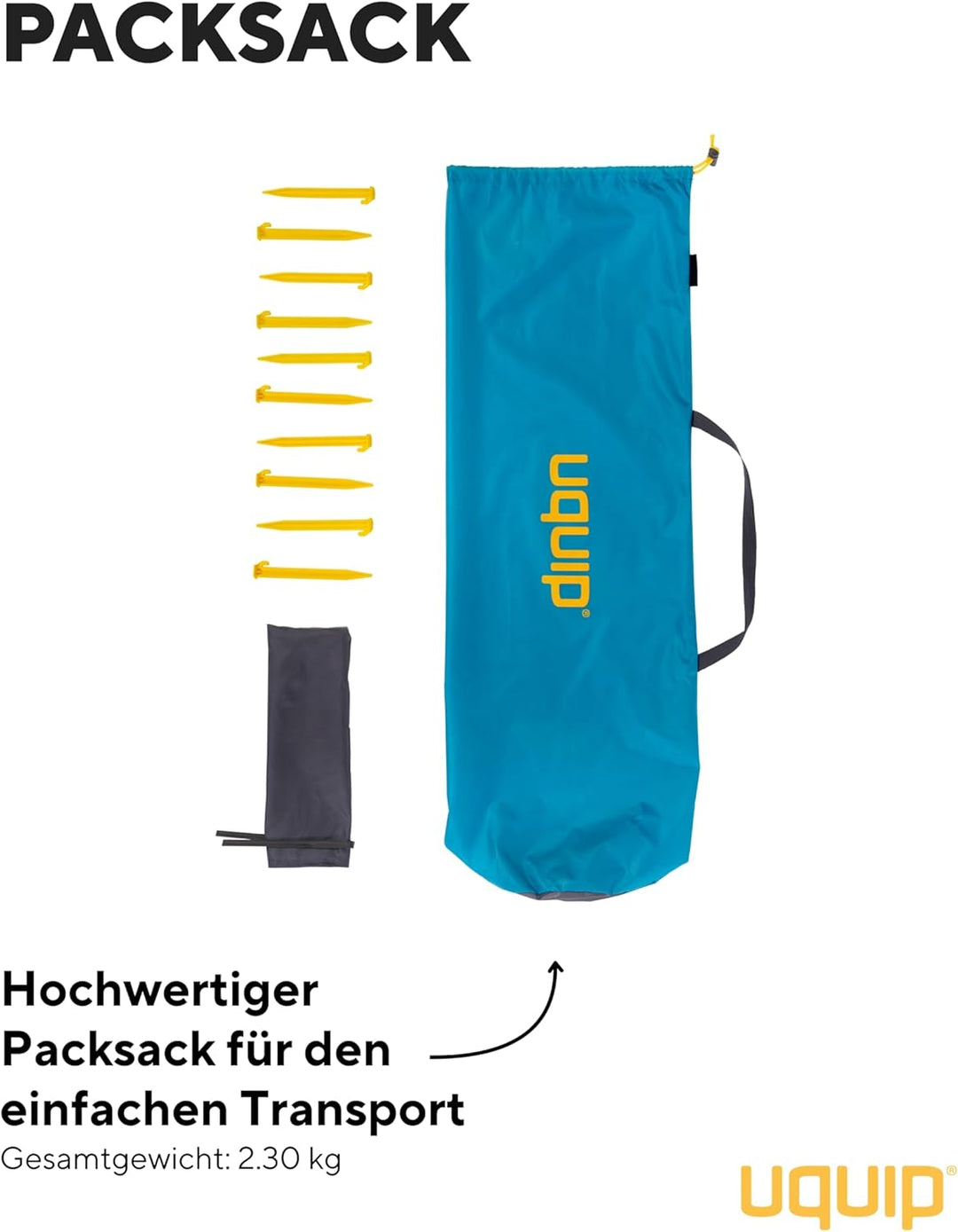 Uquip Strandmuschel Speedy Petrol I 150 x 115 x 200 cm I UPF 50+ Strandzelt zum Schutz vor Sonne, Wi