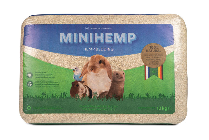 HempFlax 100 l, Einstreu für Kleintiere (HempFlax Mini Hemp 10 kg), Natürliches Hanf-Einstreu und Ni