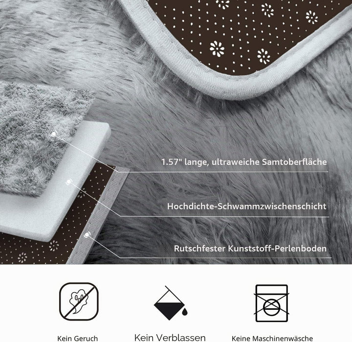Leesentec Teppich für Wohnzimmer, Schlafzimmer, Jugendliche, Mädchen, Shaggy, modernes Design, Langf