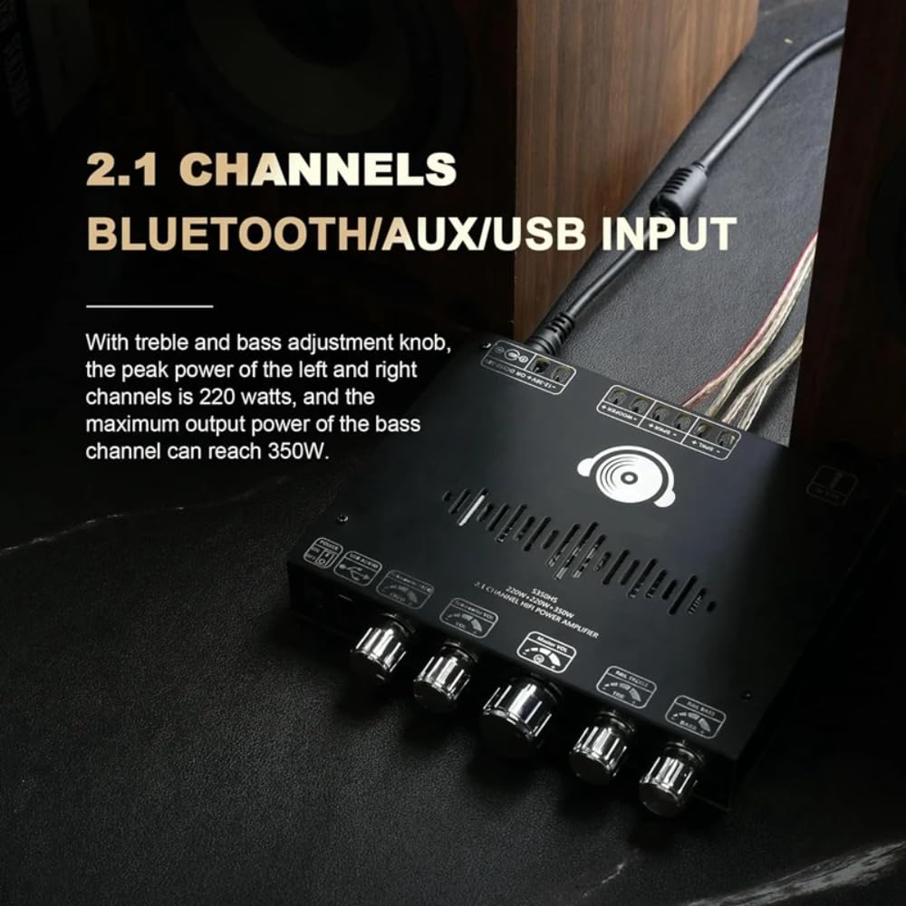 DollaTek 2.1-Kanal-Bluetooth-Verstärkerplatine, 220W × 2+350W 12V-38V Audio-Leistungsverstärkermodul