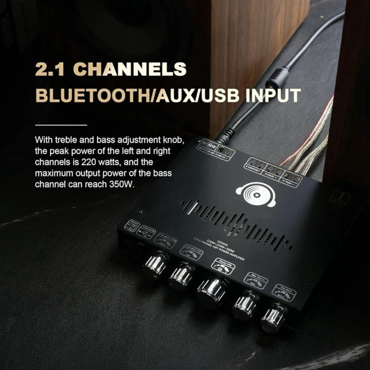 DollaTek 2.1-Kanal-Bluetooth-Verstärkerplatine, 220W × 2+350W 12V-38V Audio-Leistungsverstärkermodul