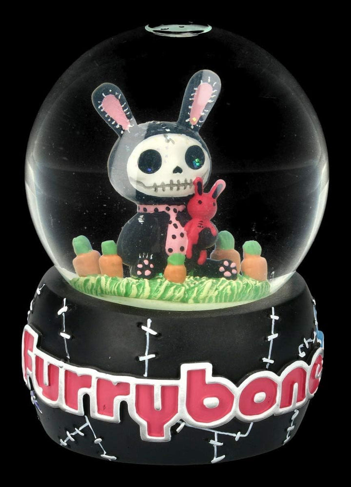 Furrybones Fantasy Schneekugel - Black Bun-Bun | Witzig, lustig, skurril, Deko-Artikel, H 14 cm