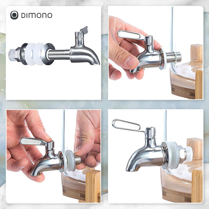 Premium Getränkespender mit Zapfhahn aus Edelstahl & Bambus-Ständer – 8L Wasserspender Glas für eisk