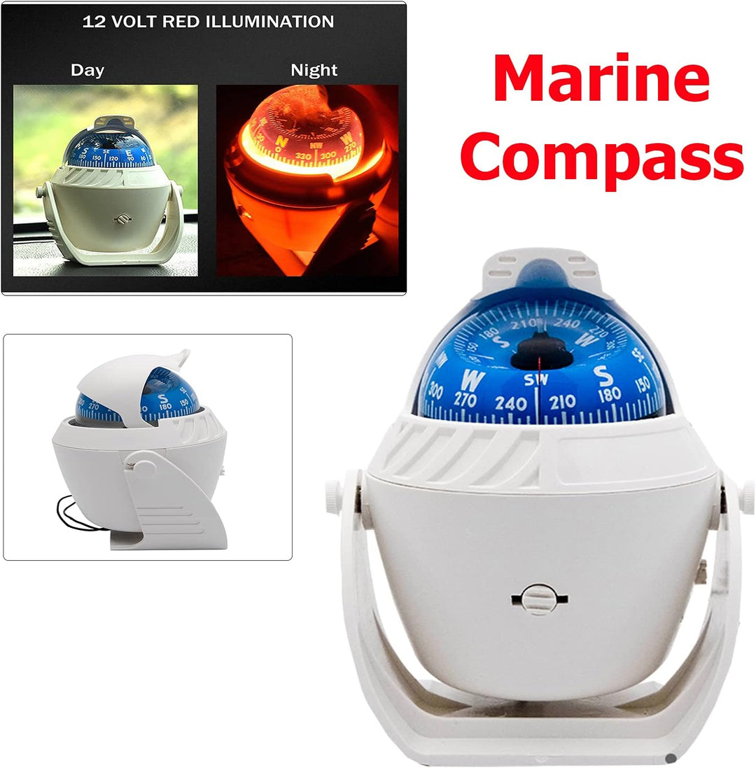 Baceyong Sea Marine Auto-Navigationskompass, Kompass-Kugel-Schwenkkompass, mit Halterung für Boots-W