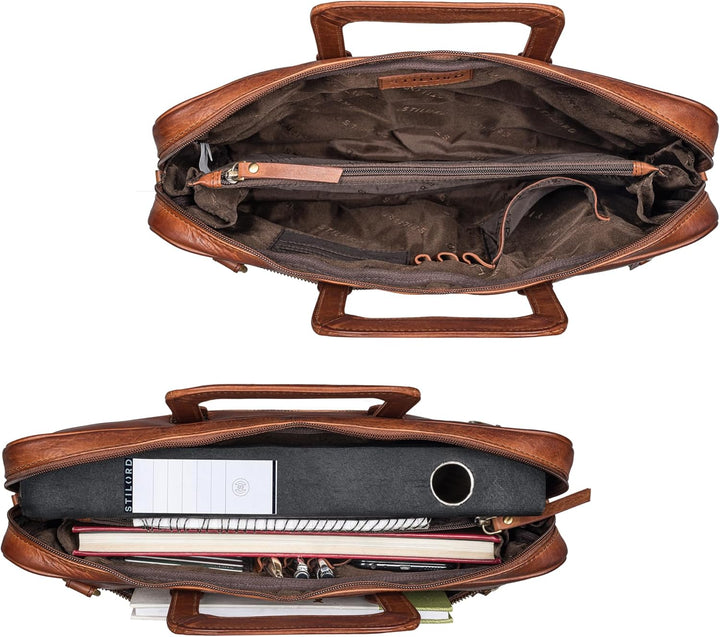 STILORD "Pierce Laptoptasche mit Griff Leder Aktentasche 15 Zoll Vintage Dokumententasche A4 Busines