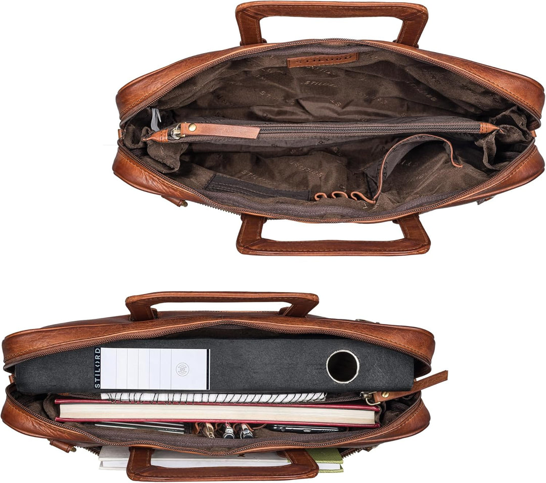 STILORD "Pierce Laptoptasche mit Griff Leder Aktentasche 15 Zoll Vintage Dokumententasche A4 Busines