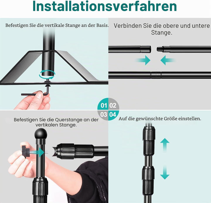 EMART Hintergrund Ständer 2,4 x 2,4 m, Verstellbarer Foto Hintergrundständer mit 2 Sandsäck, Banner