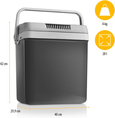 Tristar KB-7526 Kühlbox – Fassungsvermögen: 20 Liter – Energieeffizienzklasse E, Black/Gray 20L Volu