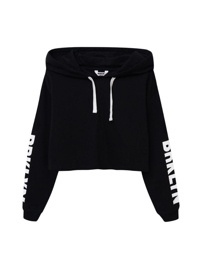 Crop Top Cropp Pullover Abgeschnittener Kapuzenpullover für Mädchen Teenager Langarm mit Kordelzug.