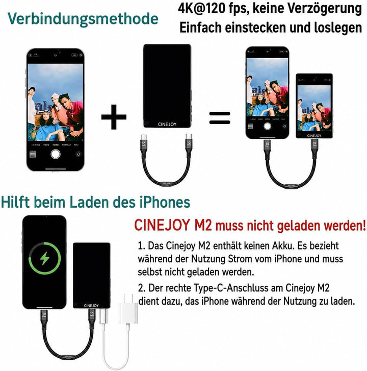 EACHSHOT CineJoy M2 Magnetisches Vlog Selfie Monitor 𝐦𝐢𝐭 𝐢𝐏𝐡𝐨𝐧𝐞 𝟏𝟓 𝟏𝟔 𝟏𝟕 𝐒𝐞𝐫𝐢𝐞𝐬, Bildschirm 4K 120fp