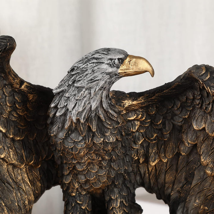 H&W 26cm H Patriotischer Adler Statue,Sandstein Harz Skulpturen für Männer,Wildvogel Adler Figuren,A