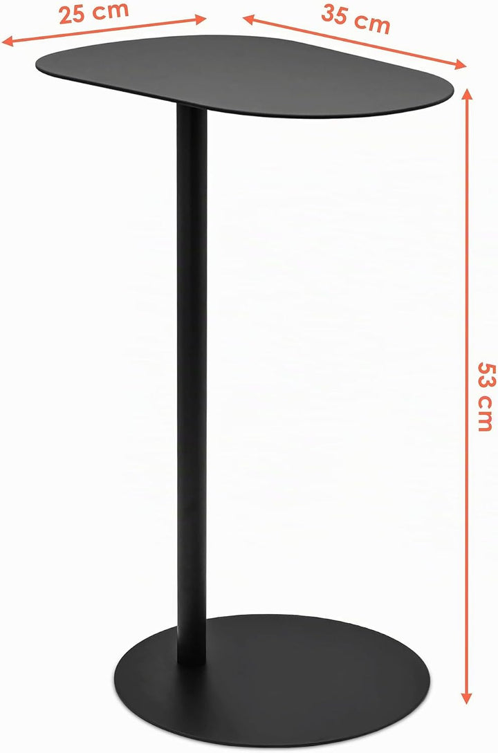 Spetebo Metall Beistelltisch oval schwarz matt - 35 x 25 cm - Couchtisch im Bistrotisch Design - Woh