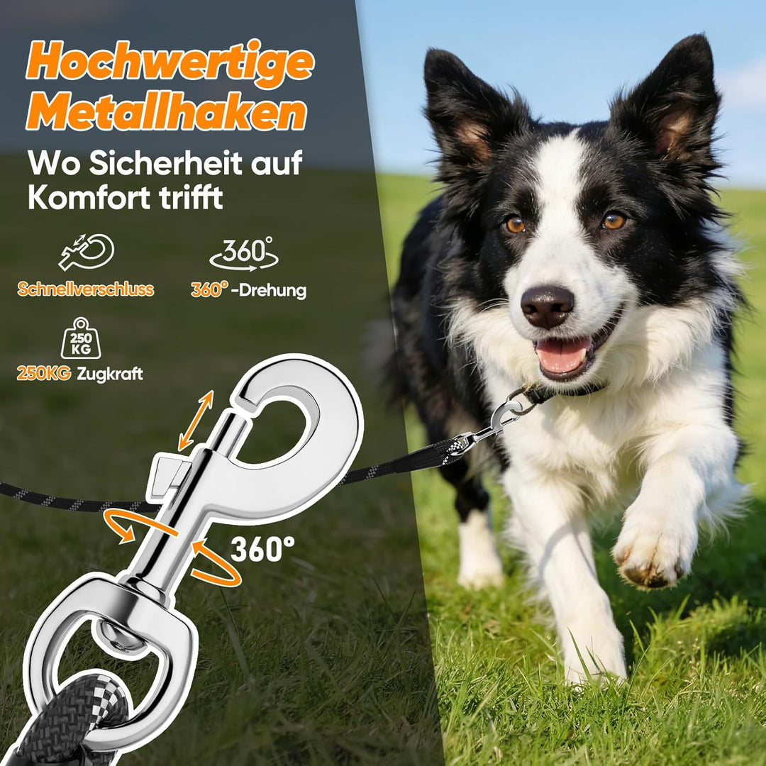 Aystkniet Schleppleine für Hunde, 5M 10M 15M 20M 30M Lange schleppleine mit 2 Wirbelhaken, Trainings