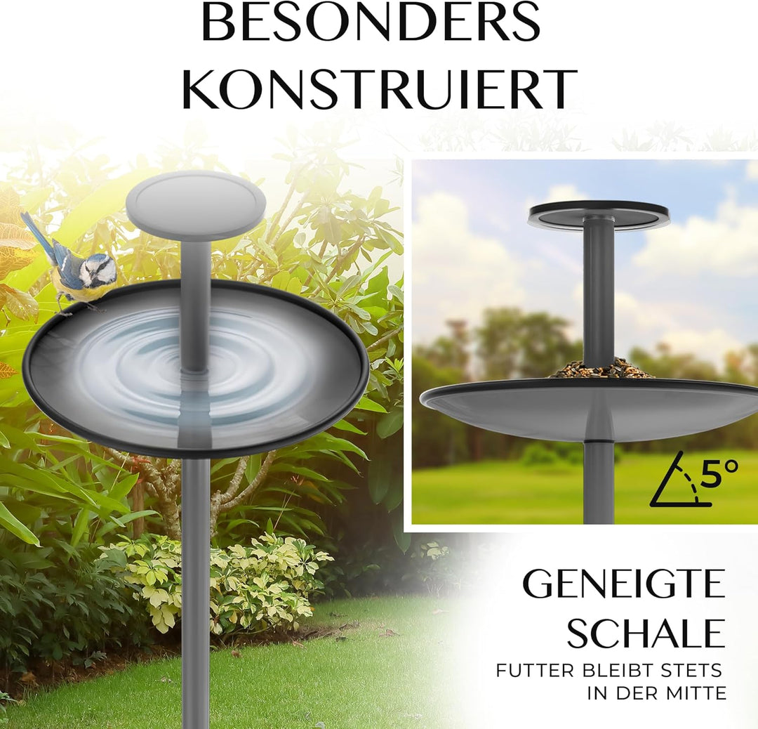 Vogelhaus mit Ständer wetterfest, rostfrei aus Stahl [XXL 40cm Dach] 2in1 Vogelfutterhaus und Vogelt