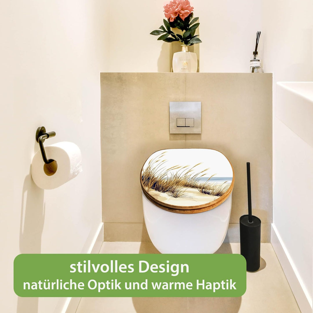 banjado Design WC Sitz Bambus Absenkautomatik 45,8x37,5cm - Toilettendeckel mit Absenkautomatik Holz