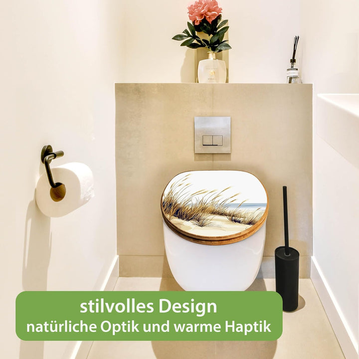 banjado Design WC Sitz Bambus Absenkautomatik 45,8x37,5cm - Toilettendeckel mit Absenkautomatik Holz