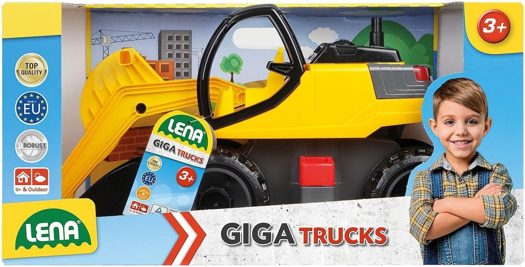 Lena 02141 Starke Riesen Bagger,Giga Trucks Sandbagger ca.80 cm gross, stabiler 360 Grad Schaufelbag